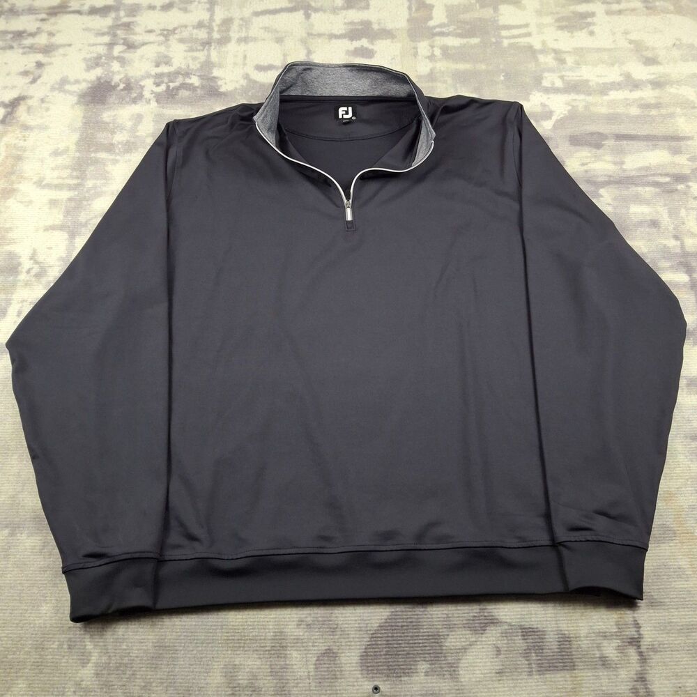 FootJoy FJ Mens  2XL Quarter Zip Pullover Black Heather Grey Collar Golf Jacket